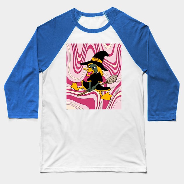 Halloween Goose Witch Conjuring Up Duck Baseball T-Shirt by flofin